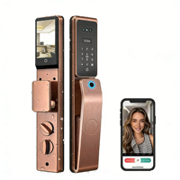 Serrure de porte intelligente Tuya avec reconnaissance faciale 3D, caméra étanche, empreinte digitale et stockage sur carte mémoire cloud pour la sécurité domestique en acier