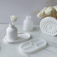 Set nampan vas Modern ramah lingkungan, dekorasi Desktop silikon cetakan bunga plester Resin DIY buatan tangan