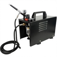 Compresseur électrique portable à double piston AS18AK avec manomètre réglable et buse de 0,3 mm pour le nail art et la peinture multi-usages
