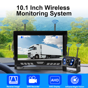 Système de caméra de recul sans fil 10,1 pouces 1CH 2CH 4CH avec moniteur DVR pour voiture et système d'assistance au stationnement avec vision nocturne infrarouge - Product Image 2