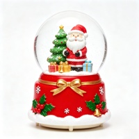 Boule à Neige Artisanale en Résine de Noël, Ornement de Bureau, Souvenir de Noël, Cadeau Adorable avec Scène du Père Noël pour les Fêtes