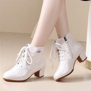 Gao Bang รองเท้าเต้นสมัยใหม่สำหรับผู้หญิง, รองเท้าบูตเต้นงานบอลรูมทรงสี่เหลี่ยมพื้นนุ่มทำจาก PU - Product Image 4