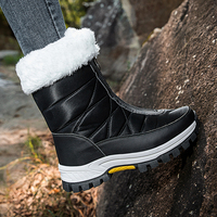 Bottes de Neige Matelassées en Coton pour Femmes, Chaussures de Randonnée et de Trekking en Extérieur, Chaussures de Sentier à Tige Haute et Fermeture Éclair, Chaudes pour l'Hiver Féminin