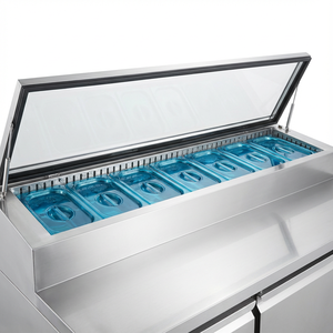 Ticari Salata Hazırlık Masası 2 Kapılı Hava Soğutmalı Teşhir Buzdolabı, Pizza ve Subway için Otomatik Buz Çözme Özellikli - Product Image 3