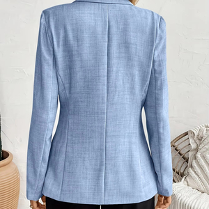 Nieuwe Dames Zomerjas Effen Kleur Single Knoop Sluiting Geweven Business Pak Decoratieve Knoop Slim Losfit <span class=keywords><strong>Blazer</strong></span> - Product Image 2