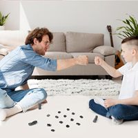 Jeu d'échecs magnétique avec 32 pierres, sac de rangement en corde, jeu de table portable pour les voyages, le camping, l'utilisation en plein air, jeu interactif sans plateau