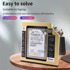 TISHRIC एल्यूमिनियम HDD कैडी 9.5 या 12.7 मिमी SATA 3.0 ऑप्टिबे 2.5'' SSD डीवीडी हार्ड डिस्क ड्राइवर सीडी-ROM एडाप्टर केस संलग्नक