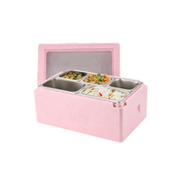Boîte isotherme rose EPP 31L avec couvercle transparent, boîte isotherme réfrigérée pour fruits avec bac GN, boîte de présentation pour smoothies