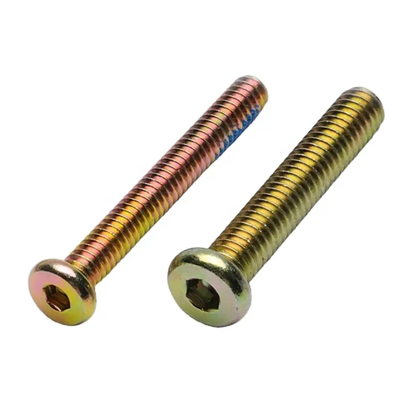 furniture hardware manufacture M6 steel yellow zinc plated allen key drive furniture joint connecting screw