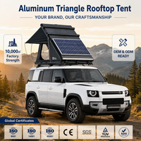 Tente de toit rigide triangulaire, 2-3 personnes, ouverture automatique, imperméable, pour camping en 4x4, SUV, avec panneaux solaires