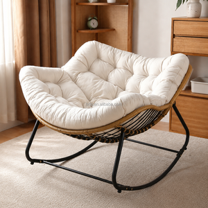 Factory Hot <strong>Sale</strong> Oversized Modern Design Indoor/Outdoor <strong>Rocking</strong> <strong>Chair</strong> Sturdy Comfy Rocker Recliner Large Lounging <strong>Chair</strong> Beige - Product Image 1