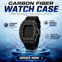 Montre Homme Haut de Gamme en Fibre de Carbone, Boîtier Tonneau Squelette, Fond Transparent, Mouvement Intégré à Remontage Manuel, Montre Sport et Affaires