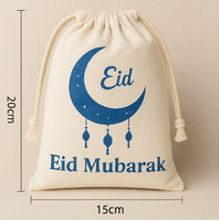 Décorations du Ramadan Pafu pour enfants, pochette cadeau Eid Mubarak avec motif mosquée, Coran, lune et étoile, sacs cadeaux à cordon pour le Ramadan