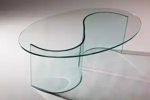 Tapa de vidrio de color de impresión endurecida de forma ovalada pintada en negro templado de 6mm de espesor para mesa de centro