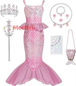 Disfraz de Sirenita con Joyas y Bolso, Vestido de Princesa para Niñas, Regalo de Cumpleaños de 3 a 12 Años - Product Image 1