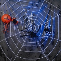 Telón de Fondo Decorativo para Halloween, 5m de Diámetro, 12 Capas, Telaraña Artificial Blanca Redonda de Nailon, Impresión Tipográfica, para Exteriores