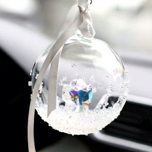 Ornement de voiture boule de cristal K9, pendentif rond en cristal avec motif dessin animé pour décoration de rétroviseur, édition Noël, tendance mode - Product Image 4