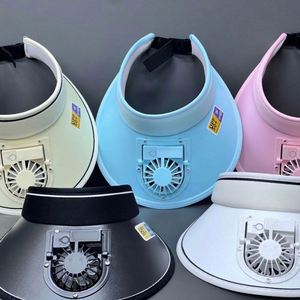 Nuevo Visor de Sol de PVC para Verano, UPF 50+, Recargable por USB, con Ventilador de Ala Ancha Ajustable para Deportes, Ciclismo y Uso Diario al Aire Libre - Product Image 1