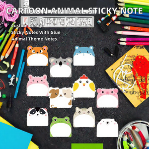 Notas adhesivas con forma de animales de dibujos animados, blocs de notas de forma irregular, decoración autoadhesiva para escritorio, notas con forma de animales. - Product Image 2