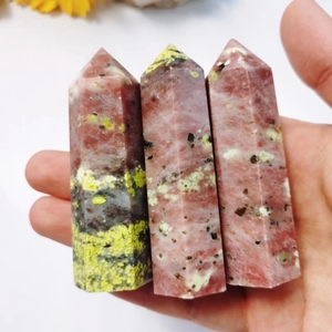 Punta de Cristal de Torre de Simbiosis de <span class=keywords><strong>Aventurina</strong></span> Roja Serpentina Natural, Gema Pulida, Modelo para Decoración, Mascota, <span class=keywords><strong>Propiedades</strong></span> Curativas - Product Image 4