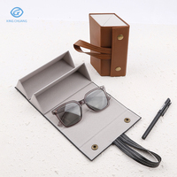 Mode PU cuir multifonctionnel lunettes boîte de rangement affichage luxe multi-fentes étui à lunettes de soleil