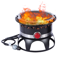 Brasero à gaz propane portable Ruixiao FP07A noir pour extérieur, avec couvercle en acier inoxydable thermolaqué, idéal pour les fêtes de jardin et le chauffage extérieur