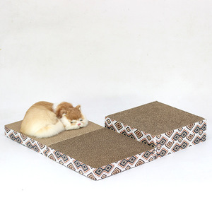 Corrugated Cardboard Cat <b>Scratching</b> Board <b>Square</b> Folding Geometric Pattern Paw Play Toy 1 Level - Product Image 1
