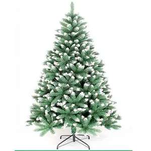 Cono pieno artificiale piccola neve floccato gigante albero di natale con supporto in metallo decorazioni natalizie all'aperto 6ft 1.8m