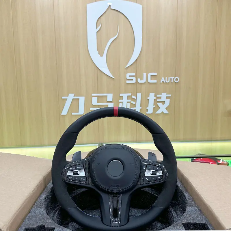 Автомобильный руль SJC для BMW G05 G20 G15, крышка из углеродного волокна, высокое качество, кожаное рулевое колесо F10 F01 F02 plug and play