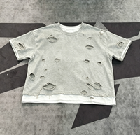 Short pour homme personnalisé imprimé Kornit, motif éclaboussures de sang gothique graffiti, en tissu épais, délavé à l'acide, effet usé et troué