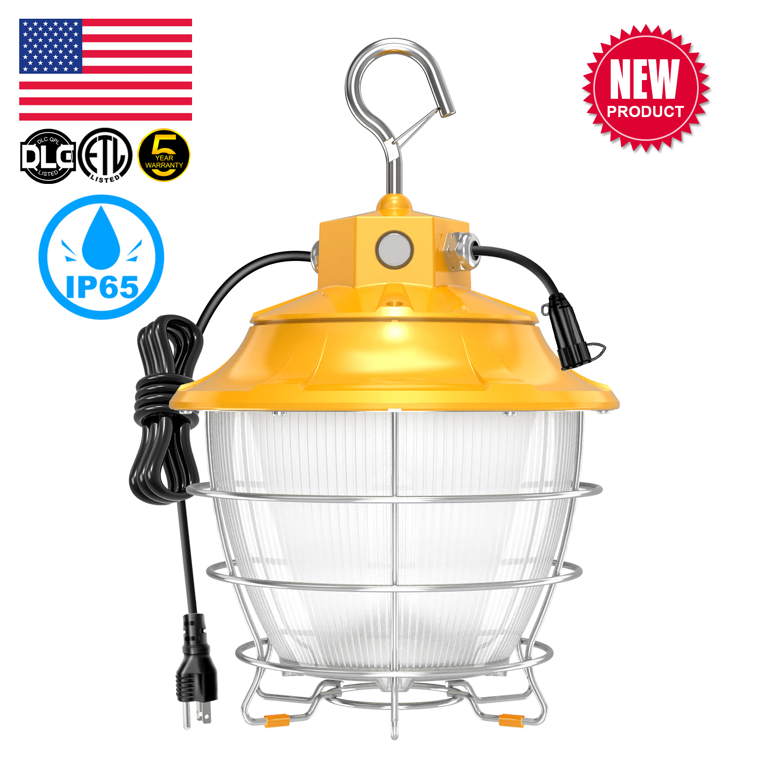 100W Rechargeable IP65 Waterproof LED Work Light with 14000Lm 360 Beam Angle Portable Factory Lighting 5-Year Warranty