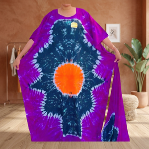 Nueva moda Tie Dye Kaftan para verano vestido de algodón suelto con patrones de decoración de encaje tamaño libre para el trabajo directo de la India - Product Image 3