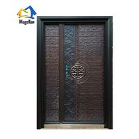 Prix compétitif Porte de sécurité en acier Porte d'entrée principale Design extérieur Double porte moulée de luxe de dernière génération