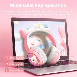 Auriculares inalámbricos para juegos ONIKUMA B5 RGB con orejas de gato, ANC, IPX5 a prueba de agua, baja latencia, diseño metálico, adecuados para una variedad de escenarios. - Product Image 4