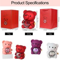 Boîte de rangement pour bijoux et bagues en forme d'ours avec roses éternelles préservées, étanche, non toxique, design à rabat, ensemble de 2 pièces pour cadeau de remise de diplôme