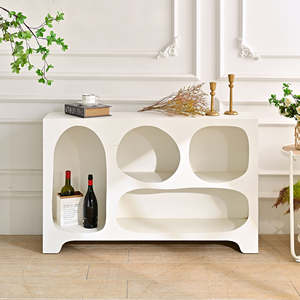 INNOVA Home Modern <b>White</b> <b>Wooden</b> Living Room Cabinet Bookcase with 4 <b>Shelves</b> for Home Office and Living Room Furniture - Product Image 4