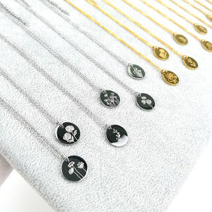 Yüksek Parlaklıkta Oyma Çiçek Desenli Titanyum Kolye Özel Altın Gümüş Renkli Paslanmaz Çelik Zincir Kolye - Product Image 3