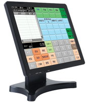 Moniteur tactile carré pour ordinateur de 15 pouces avec base métallique, écran tactile capacitif de 15 pouces pour matériel de point de vente avec USB, HD-MI, VGA
