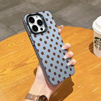 Coque de téléphone antichoc minimaliste en TPU mat à motif pois bleus et bruns, motif géométrique, pour iPhone 17 16 15 14 13 Pro Max