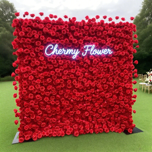 Parete Floreale Artificiale Bianca Avorio per Matrimoni Dalian Chermy OEM, 2,4m x 2,4m, con Rose Bianche 5D - Product Image 3