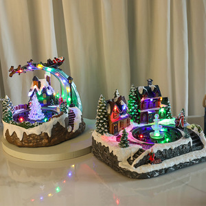 Christmas-themed rotating <b>music</b> <b>box</b> with light-up <b>music</b> and water jets, resin fountain gift decoration. - Product Image 2