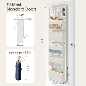 6 Tier Over The Door Organizer With Clear Window 40lb Capacity Hanging <b>Storage</b> <b>For</b> Bedroom Bathroom Closet <b>Kitchen</b> - Product Image 2