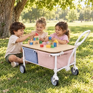 Moderno Carro de Almacenamiento de Juguetes 2 en 1 de Acero Inoxidable para Niños, Mesa de Juego Plegable y Convertible, Carrito Utilitario para Dormitorio - Product Image 4