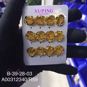 212 مجوهرات xuping الجملة رخيصة مجوهرات الأزياء أقراط دبي 24k خاتم مطلي بالذهب مرصع بالأحجار أقراط