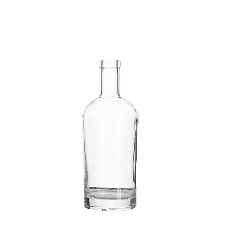 Großhandel leere transparente runde Milliliter Wodka White Spirit Whisky Alkohol Glasflasche Design