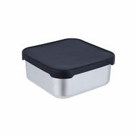 Boîte à lunch carrée en acier inoxydable 304 épaissie, hermétique, avec couvercle en silicone, compatible micro-ondes, à compartiment unique