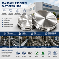 Couvercle de bocal en acier inoxydable 304 de qualité alimentaire 60 mm, sans BPA, réutilisable, à ouverture facile, pour récipients alimentaires en verre, sans BPA, OEM ODM
