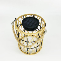 Lustre d'art en rotin de Style rétro imperméable à l'eau, lampe solaire en rotin pour ornements de jardin