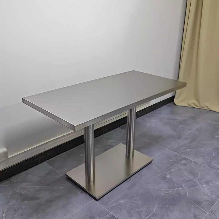 Modern Rectangle Dining Table with Marble Top Stainless Steel Restaurant-Style Home Furniture with Metal Panel Design for Bars