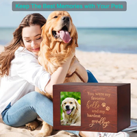 Urna Conmemorativa de Madera Ecológica de Lujo para Mascotas, Urna de Cremación para Perros con Marco de Fotos y Logotipo Personalizado, Regalo Conmemorativo
